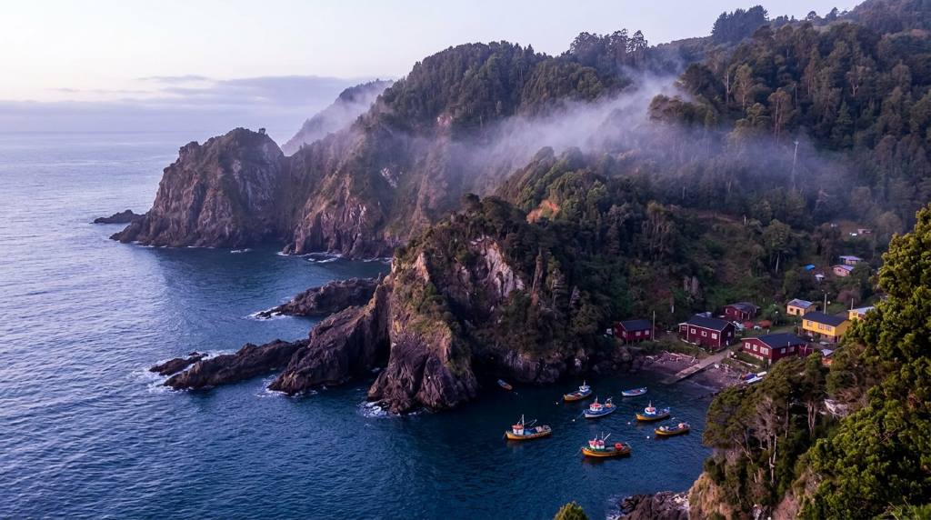 Phoenix travel photographer taking wildlife photos on a Chilean island coast