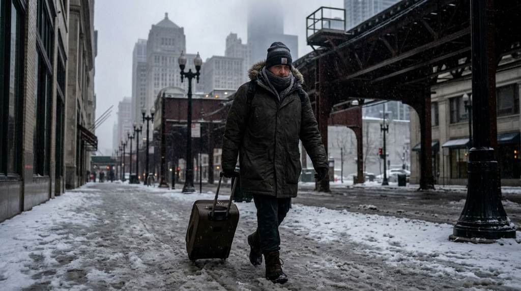 Chicago digital nomad working outdoors in a mild climate